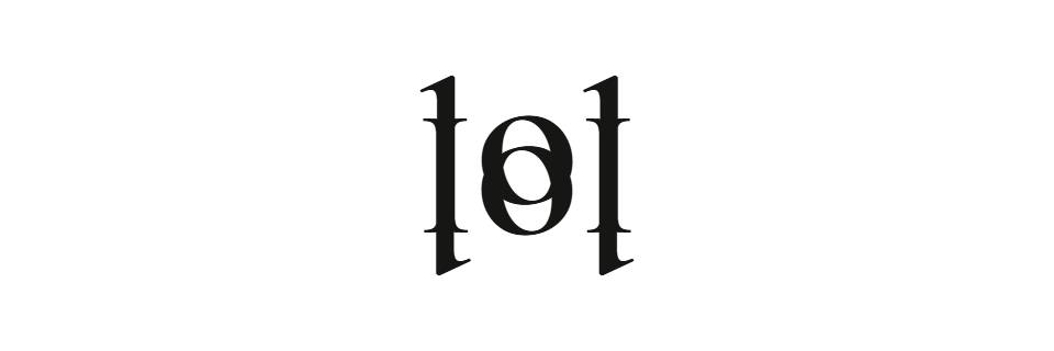 Rotational ambigram of the word "lol" — the same lettering reads "lol" upright and after a 180 degree turn
