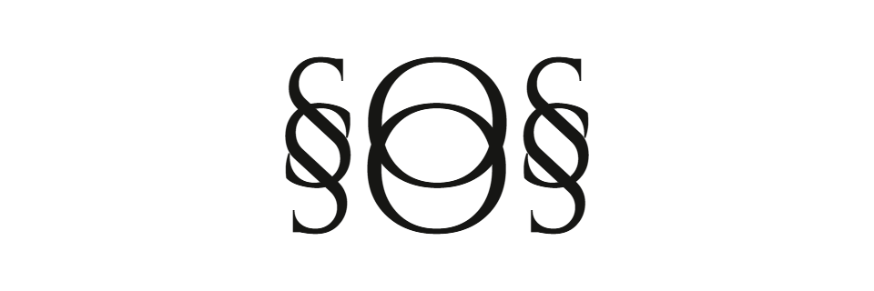 Rotational ambigram of the word "sos" — the same lettering reads "sos" upright and after a 180 degree turn