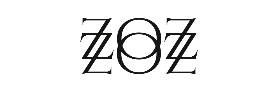 Rotational ambigram of the word "zoz" — the same lettering reads "zoz" upright and after a 180 degree turn